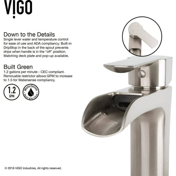 Vigo Niko Bathroom Vessel Faucet Brushed Nickel Com