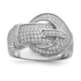 thumbnail image 1 of Sterling Silver & CZ Brilliant Embers Buckle Ring Size 8, 1 of 3