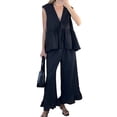 thumbnail image 1 of Conjuntos Casuales de Dos Piezas para Mujer: Chaleco Sin Mangas con Volantes y Pantalones Anchos. Negro S, 1 of 7