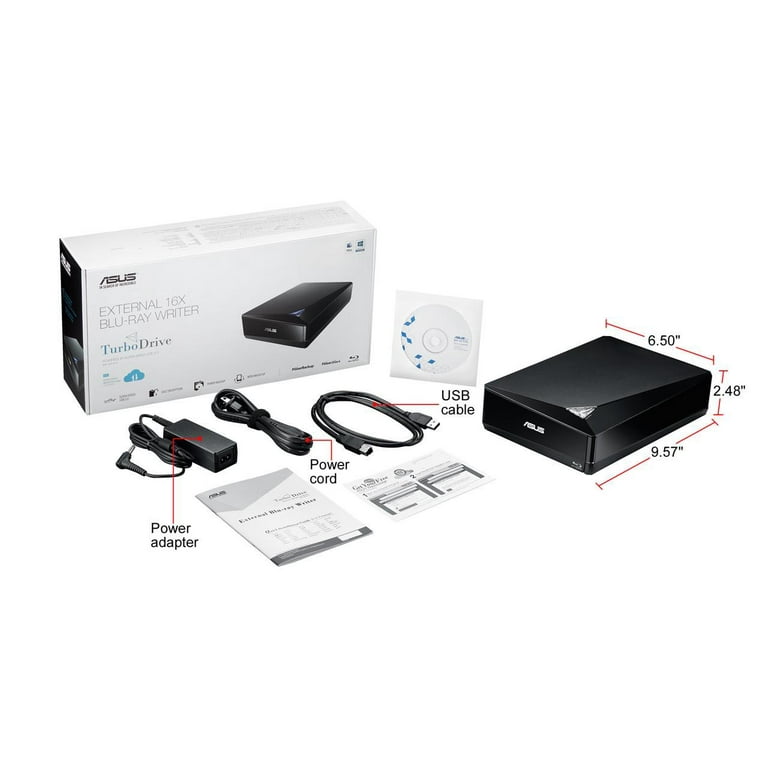 ASUS 16X Blu-Ray Re-writer, USB 3.0, MacOS & PC Compatible, Model
