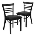 thumbnail image 2 of Flash Furniture 2 Pack HERCULES Series Black Three-Slat Ladder Back Metal Restaurant Chair - Black Vinyl Seat, 2 of 8