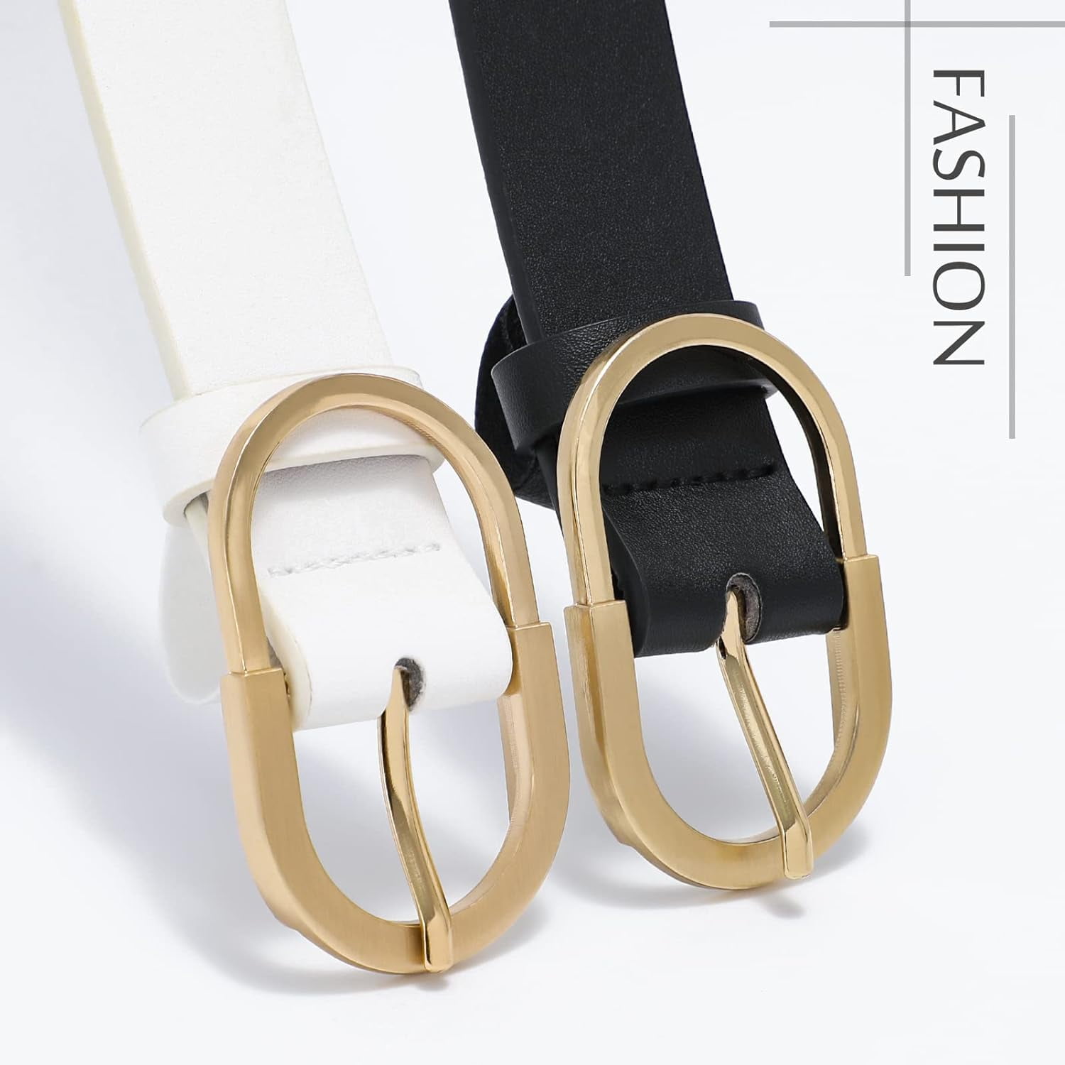 9188 3 Pack Women\'s Belts For Jeans Pants Fashion Gold Buckle Ladies Dress 3 Pack Women main image 2