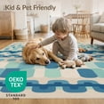 thumbnail image 4 of ODIKA 4'x6' Blue Teal Geometric Striped Contemporary Washable Area Rug Modern Abstract Horizontal Bands With Circles for Bedroom, Reading Nook, Pet Friendly & Non-Shedding, 4 of 7
