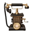 thumbnail image 1 of Teléfono antiguo con manivela rotativa con cable Retro-Teléfonos decorativos vintage, negro, 1 of 5