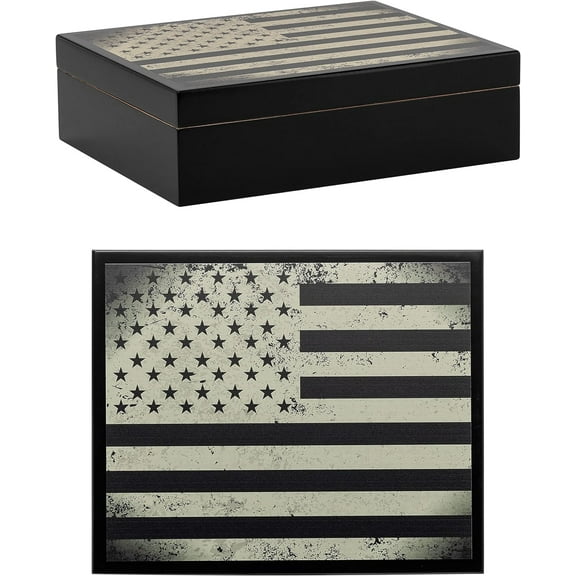 Humidor Supreme Military Flag Traveler Humidor, Honoring Our Brave Soldiers, 20 Cigar Capacity,