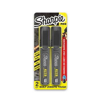 Sharpie PRO Permanent Markers, Chisel Tip, Black, 2 Count