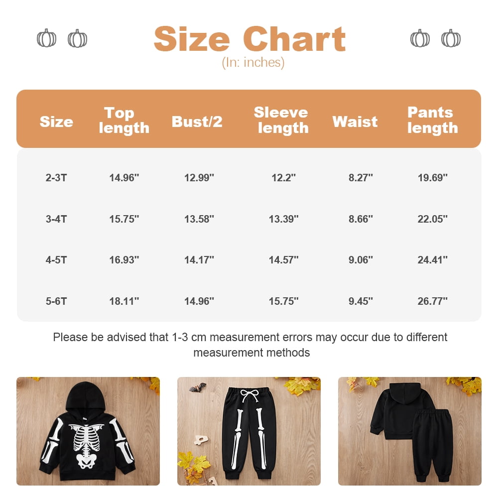 Toddler Baby Fall Hoodie Clothes Little Boys Girls Sweatshirt Top and Pants Sweatsuit Halloween Glow Outfits Set 2-6T