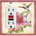 thumbnail image 1 of Metal Light Switch Plate Cover Antique Floral Hummingbird Home Sketch Red FLW102, 1 of 13