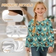 thumbnail image 6 of Xixirimido Teal Roosters Daisy Floral Printed Girls Long Sleeve Shirt Kids Crewneck T-Shirts Trendy 3D Graphic Tie-hem Cute Tees for Fall Winter, Size 11-12, 6 of 7