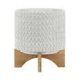 thumbnail image 6 of Sagebrook Home Ceramic 8" Planter With  Wooden Stand, Round, Ceramic, Contemporary, 8.5"L X 8.5"W X 9"H, Chevron, 6 of 8