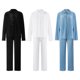 thumbnail image 5 of Txlixc Traje de pijama para mujeres, chaqueta de manga larga con solapa + pantalones Txlixc  moda, 5 of 6