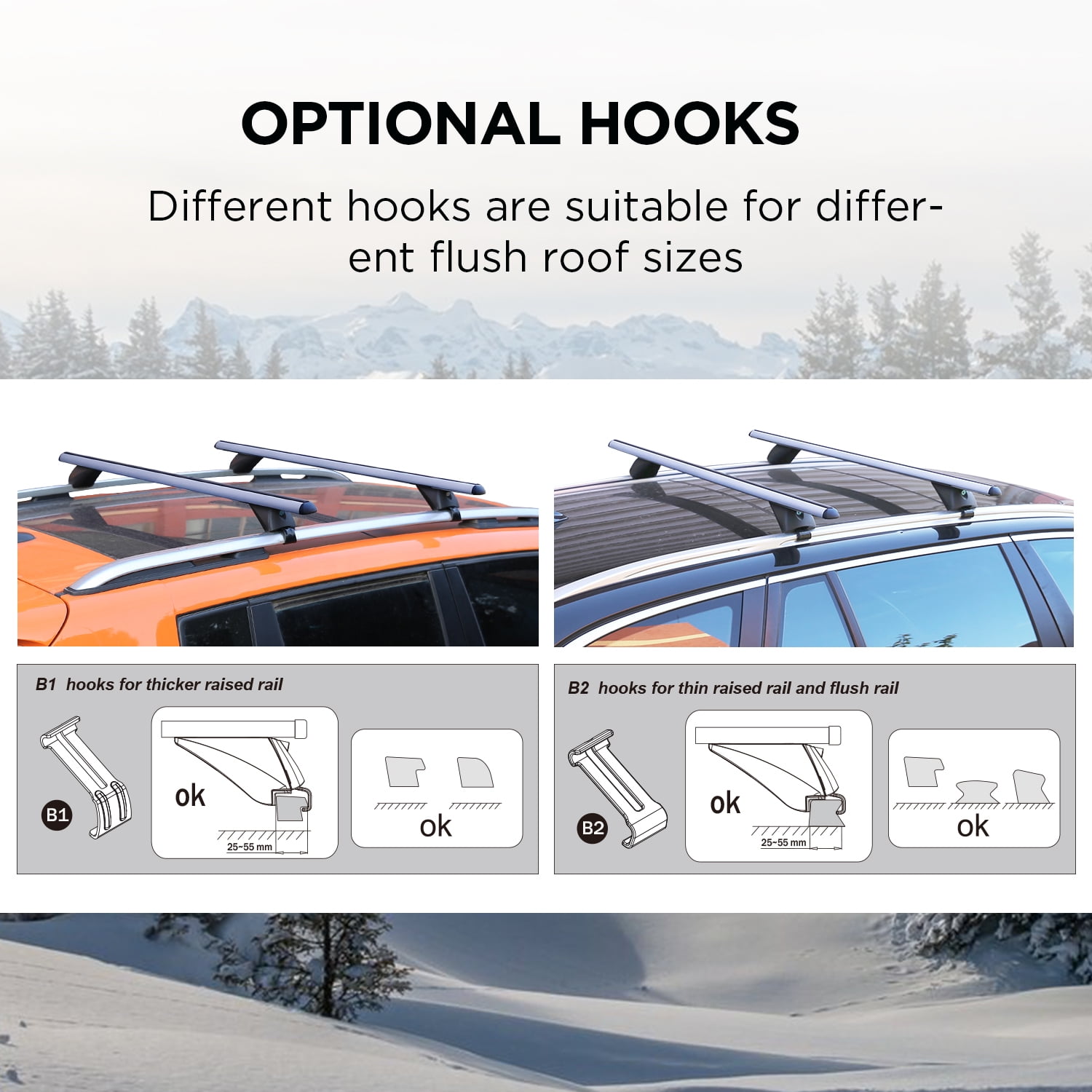 TANX Car Roof Rack Cross Bars with 2Locks，Universal Roof Rack Cross Bars,54" Thin Adjustable Aluminum Roof Rails with 200lbs Load Capacity RB003B