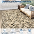 thumbnail image 5 of HIWEAVER 8' x 10' Black/Brown Outdoor Rug PP Plastic Straw Woven Waterproof Patio Rug with Border Portable Outside Carpet for Balcony Deck Picnic Garden Decor, 5 of 7