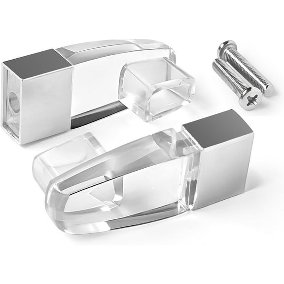 2 Pack Clear Acrylic Towel Bar Brackets with Bright Chrome Sleeve Replacement for Basco & alumax Shower Door Parts,Sliver (Towel Bar NOT Included)