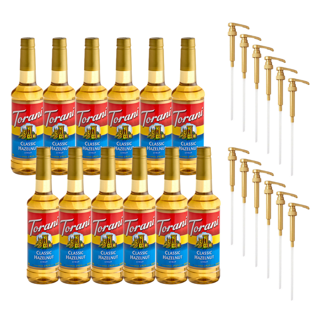 Torani Sirop Aromatisé Classique à la Noisette en Plastique 750 ml Pompe Doseuse Bonus
