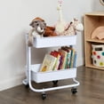 thumbnail image 6 of ECR4Kids 2-Tier Metal Rolling Utility Storage Cart, Multipurpose Organization, White, 6 of 9