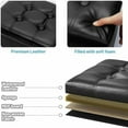 thumbnail image 4 of Storage Ottoman Foot Rest Stool, Small Leather Storage Ottomans Bench, Folding Footstool with Side Pockets, Foot Rest Under Desk for Living Room Bedroom, 16x12x12 in, Black, 4 of 7
