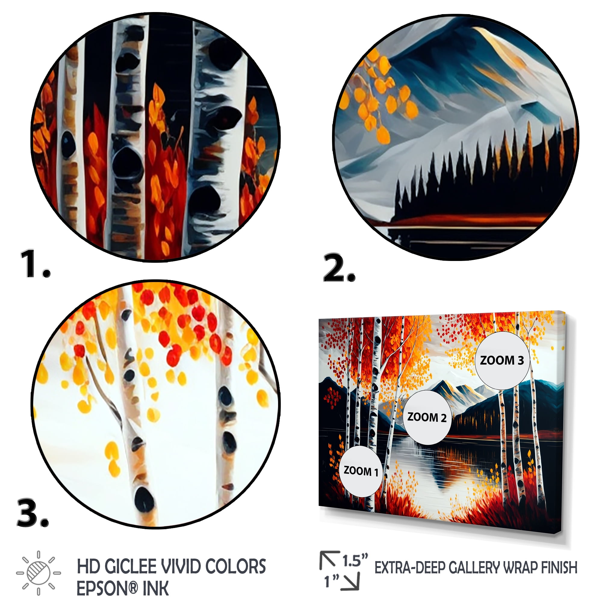 Designart Red And Orange Birch Trees By The Lake I Canvas Wall Art