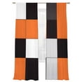 thumbnail image 2 of Orange Black Patchwork Sheer Curtains 108 Inches Long 2 Panels Abstract Geometric Art Light Filtering Semi Sheer Window Curtains Drapes for Bedroom Living Room 52"x108", 2 of 7