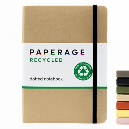 PAPERAGE Recycled Dotted Journal, (Kraft Natural Brown), 160 Pages, 5.7” x 8”