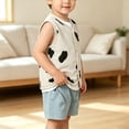 thumbnail image 3 of YunPes Toddler Baby Fleece Vest Soft Faux Fur Lining Cow Print Sleeveless Jacket Cozy Layer Gilet Boys Girls Fall Winter Cute Clothes, 3 of 5