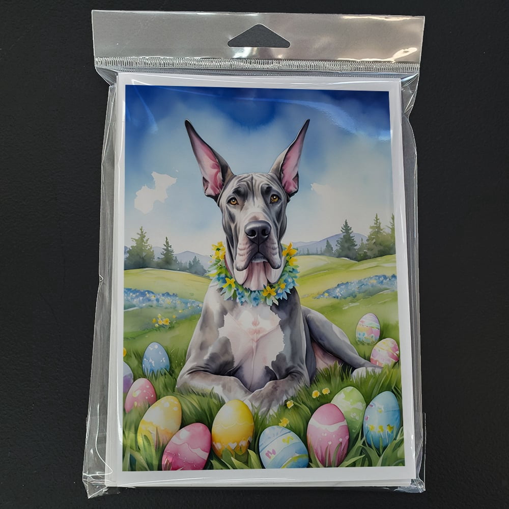 Great Dane Easter Egg Hunt Greeting Cards Pack of 8 7 in x 5 in