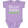 thumbnail image 3 of Inktastic Blessed and Lucky 4 Leaf Clovers St. Patrick's Day Boys or Girls Baby Bodysuit, 3 of 5