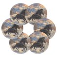 thumbnail image 2 of Haosy Set of 6 Drink Woven Coaster with Holder Heat Resistant Non-Slip Bar Coasters 4 Inches Horse Galloping in Snow, 2 of 7