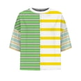 thumbnail image 4 of kaondbfi Womens Summer Striped Shirts Casual Color Block Short Sleeve Tops Loose Fit Crew Neck Tees Womens Essentials Fashion Clothing, 4 of 8