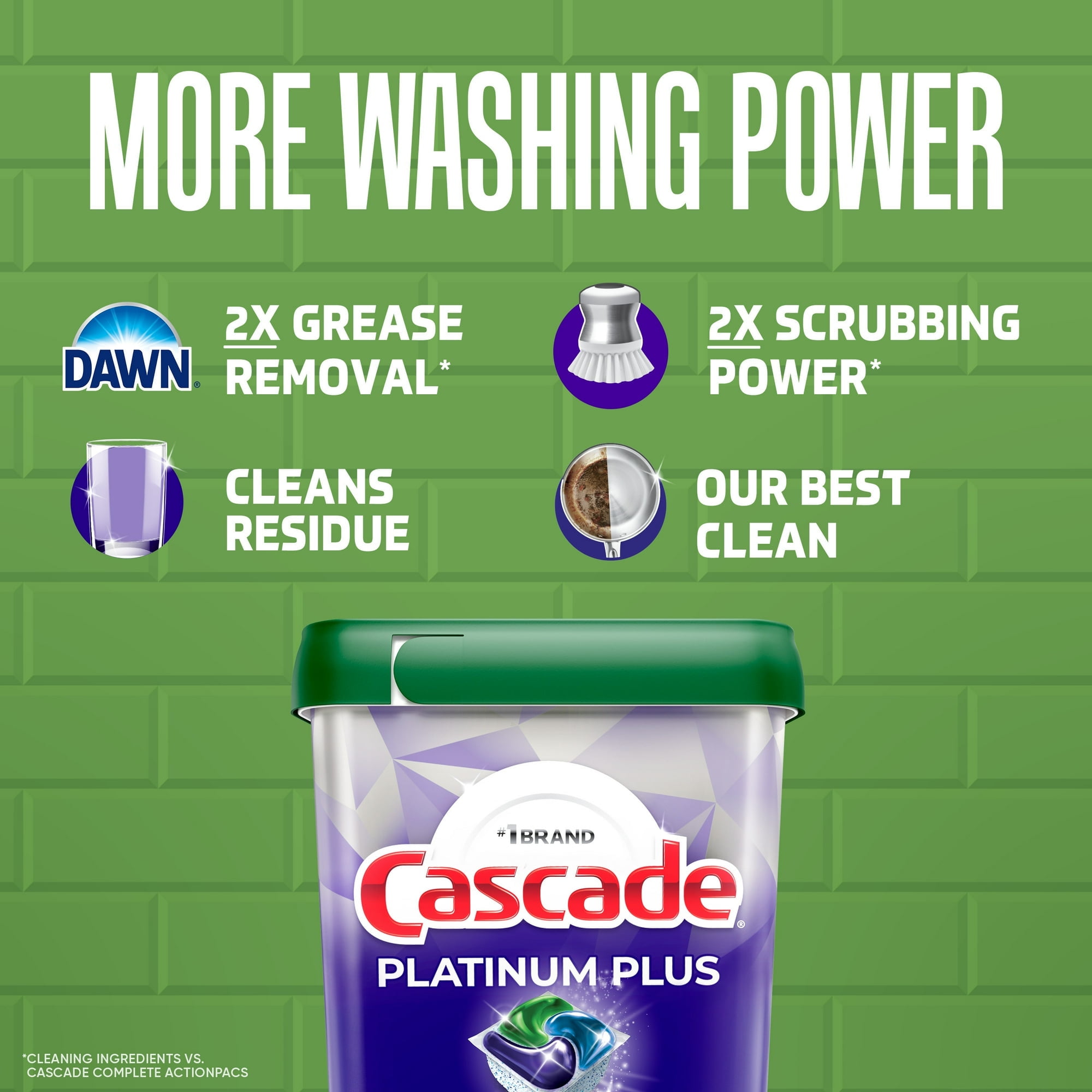 Cascade Platinum Plus Dishwasher Pods, Dishwasher Detergent, Dish Detergent Soap, Lemon, (2 Pack of 47 Count)