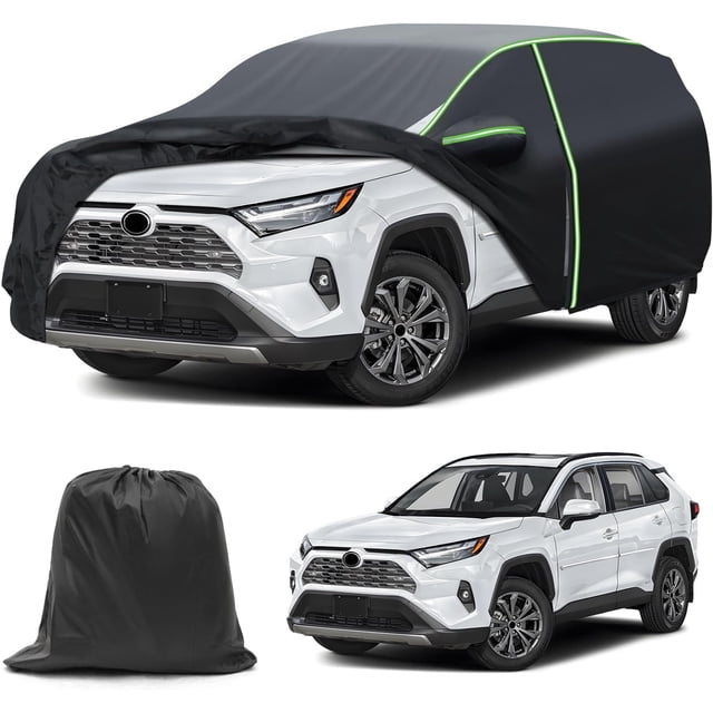 Car Cover for Toyota RAV4 1994-2026, All Weather Waterproof Car Covers with Door Zipper & Windproof Straps, Rain Hail Snow UV Rays Protection Full Exterior Cover RAV4 Accessories