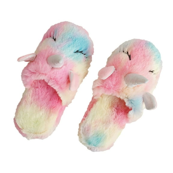WRITWAA Fuzzy Boot Slippers Unicorn Shape Pink 1 Pair