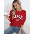 thumbnail image 3 of Sweaters for Women USA and American Flag Printed Crewneck Sweater Casual Loose Knitted Warm Pullover Sweater Shermie, 3 of 6