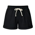thumbnail image 2 of Aoujea Womens Shorts Women Plus Size Shorts Women's Fashionable Solid Color Three Way Pants With Drawstring Shorts Black on Clearance, 2 of 3