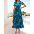 thumbnail image 2 of Merokeety Womens Summer Dresses Floral Mesh Tea Length Maxi Dress Teal s, 2 of 4