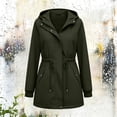 thumbnail image 6 of Hilenly Long Waterproof Rain Jacket Women Hooded Trench Coat Drawstring Waisted Rain Coats Windbreaker Jackets with Pockets, 6 of 8