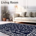 thumbnail image 2 of ODIKA 3'x5' Machine Washable Non-Slip Area Rug, Enchanted Vine Lattice High Traffic Rug with Pad, Blue, 541648, 2 of 8
