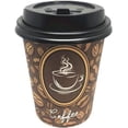 thumbnail image 2 of HAHADAXA 100 Pack Quality Disposable Paper Hot Coffee Cups with Lids, Perfect For Hot Drinks Tea & Coffee , Coffee Shops And Bars (8 oz, Coffee Bean Design), 2 of 6