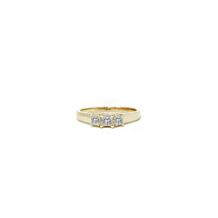 1/2ct Three Stone Diamond Ring Princess Cut 14k