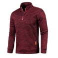 thumbnail image 3 of Bcfgryg Men Collar Zipper Knit Sweater Sleeve Thin Velvet Top Sweater Casual Loose Business Foreign Trade Jacket Cardigans For Men Red S, 3 of 4