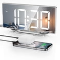 thumbnail image 1 of Reloj digital Roxicosly de 8,7 pulgadas con espejo LED y alarma con 2 puertos USB, 1 of 7