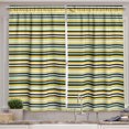 thumbnail image 1 of Stripes Kitchen Curtains, Horizontal Lines Simple Design with Retro Farmhouse Inspired Colors, Window Drapes 2 Panel Set for Kitchen Cafe Decor, 55" x 36", Mustard Reseda Green, 1 of 3