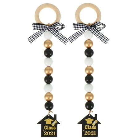 

HOMEMAXS 2pcs Graduation Season Wooden Beads Tassel String Ornament DIY Hanging Pendant