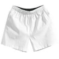 thumbnail image 5 of Huanglei Men's Casual Shorts ,Linen Drawstring Waist Loose Fit Shorts For Men Solid Color Casual Beachwear 3/4 Length Summer Trousers (White ,Medium), 5 of 5