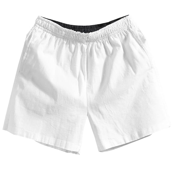 Glisme Board Shorts Men'S Linen Drawstring Waist Loose Fit Shorts For Men Solid Color Breathable Casual Beachwear 3/4 Length Summer Pants Flexible Fit Athletic Shorts White