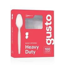 GUSTO Basic Clear Plastic Spoons Disposable Cutlery Heavy Duty, 100-Pack