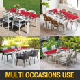 thumbnail image 5 of Red Christmas Table Cloths for 6 Foot Rectangle Tables, Snowman Snowflake Winter Birds Patio Waterproof Elastic Fitted Tablecloths, Washable Rectangular Table Cover for Camping, 5 of 8