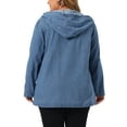thumbnail image 3 of Agnes Orinda Women's Plus Size Layered Drawstring Hooded Utility with Pockets Denim Jackets 3X Sky Blue, 3 of 6