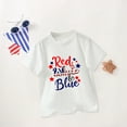 thumbnail image 5 of XIMIN Red White Blue Text Print T Shirts American Flag Short Sleeve Shirt Kids Independence Day Teenage Top Shirts Long for Toddler Boys and Girls (6-7 Years, White), 5 of 6