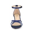 thumbnail image 2 of BLISSFUL STEP Women's Rhinestone Mesh Kitten Heels Sandals Navy Blue (Size 8.5), 2 of 7